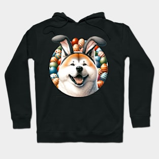 Japanese Akitainu Celebrates Easter with Bunny Ears Hoodie